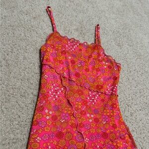 pink patterned dress